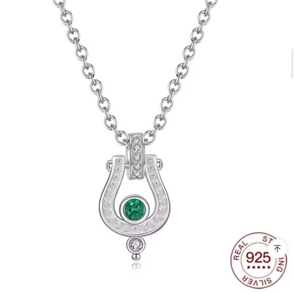 New .925 Sterling and Emerald Necklace